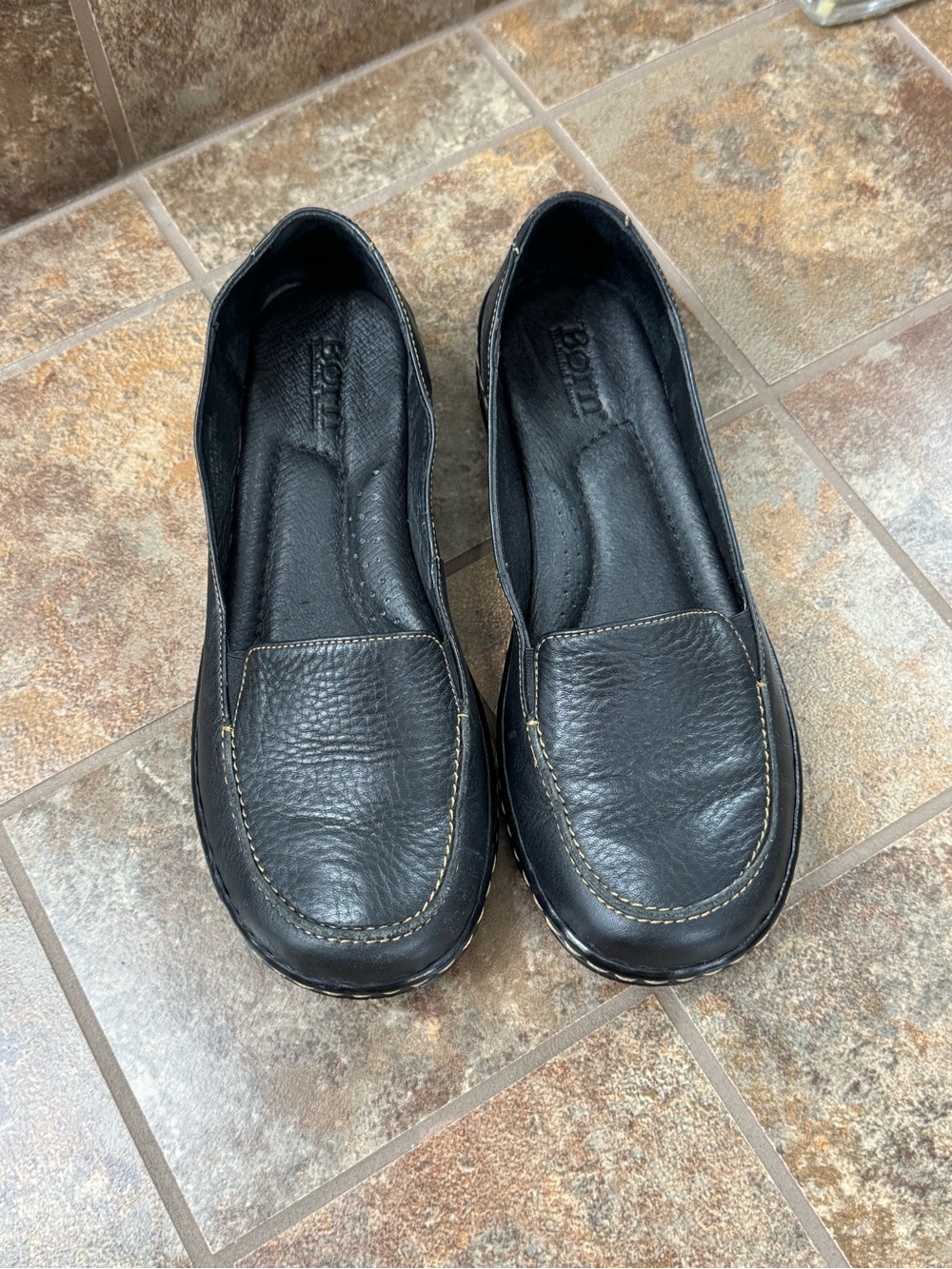 Børn Sebra Women's Black Leather Slip-On Loafers Comfort Shoes Size 7.5 M